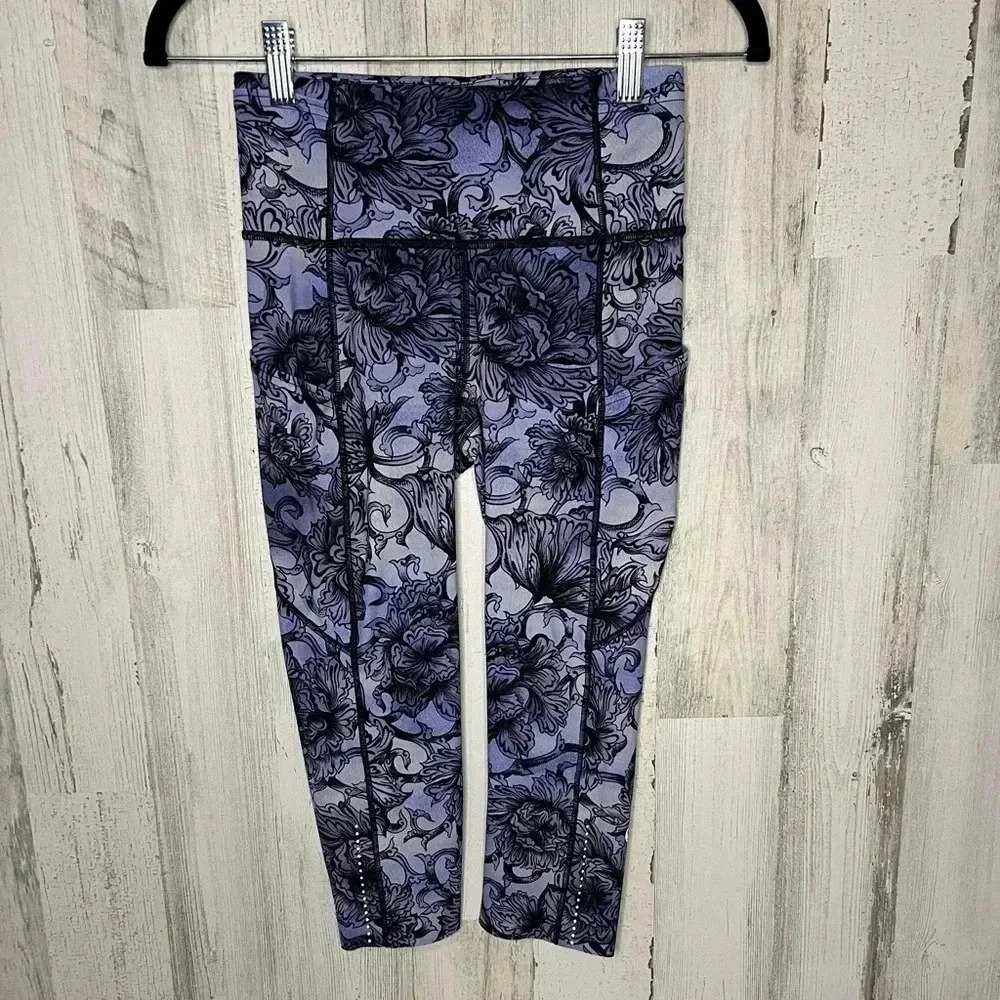 Lululemon Fast & Free Crop II *Nulux 19" Hanakotoba Starlight Multi  Size 4‎